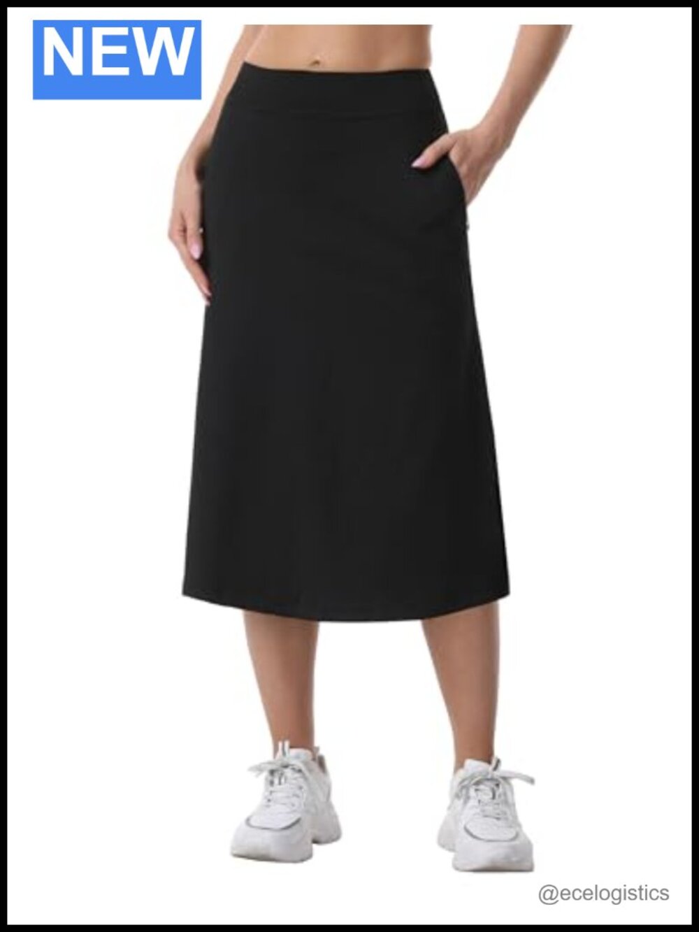 Women's 27" Skort with Attached Shorts High Waist Athletic Midi Zipper Pockets